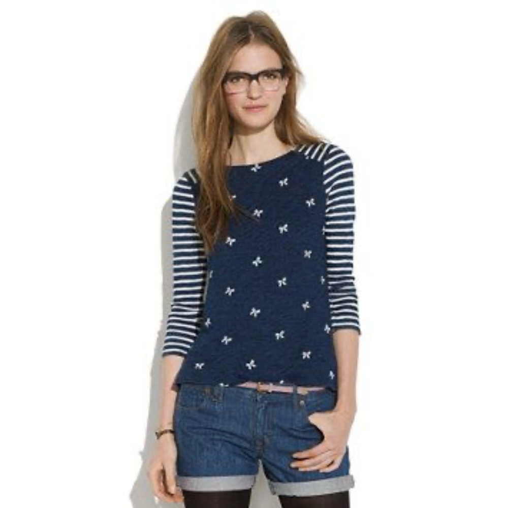 Madewell Navy and White Sweater